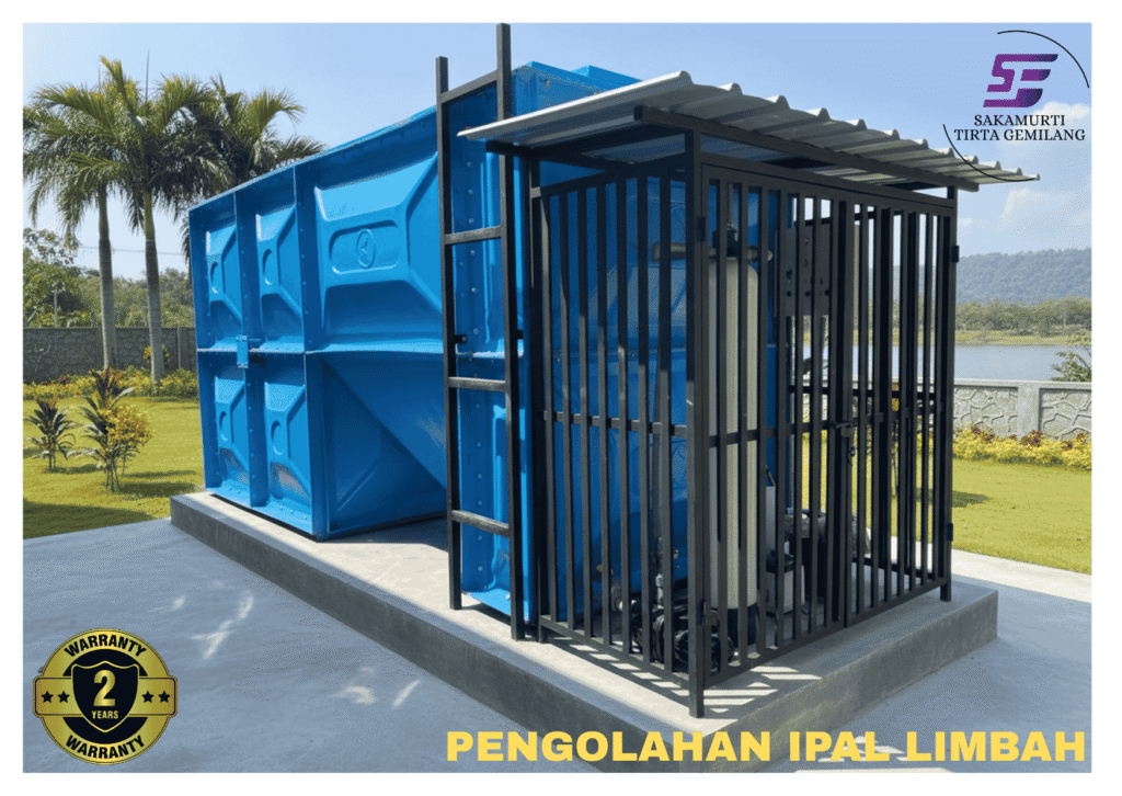 Diagram alur cara kerja sistem pengolahan air limbah industri melalui tahap fisik, kimia, dan biologi.