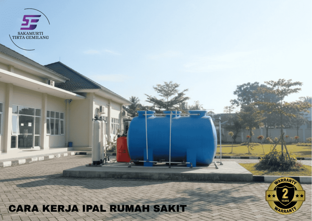Instalasi tangki biru sistem cara kerja IPAL rumah sakit dari Sakamurti Tirta Gemilang dengan garansi 2 tahun.